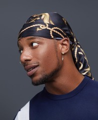 KISS Colors & Care Luxe Power Wave Silky Satin Durag, Premium Quality, Black