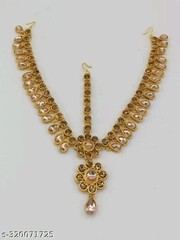 Indian Gold Plated Bollywood Kundan Mangtika Head sheeshphool Hair Jewelry