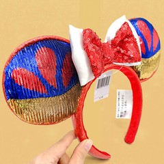 Disney` Park Minnie Mouse Ears Snow White Princess Red Sequin Bow Shiny Headband