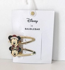 Disney Bauble Bar Mickey Minnie Mouse Gold Tone Christmas Hair Clips NEW
