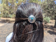 Native American Hair Accessory Elastic Tie Navajo Turquoise Handmade