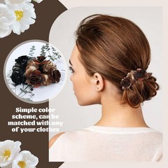 7 PCS Stretchy Mesh Rose Flower Hair Scrunchies Floral Ponytail Holders Band