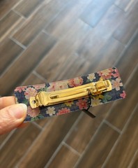 France Luxe Barrette Hair Clip Large Rectangle Floral Navy Blue Pink Yellow