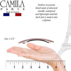 Camila Paris CP3251 French Hair Barrette Large Brown, Long Skinny Strong Grip