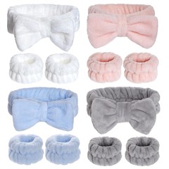 12 Pcs Headbands Wristbands Set for Washing Face, Knotted Spa Head Bands Wrist T