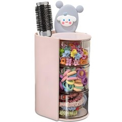 Azurphoric Hair Accessories Organizer with Brush Holder, 3-Layer, Pink