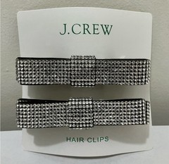 NWT J. Crew Sparkle Bow Hair Clips, Rhinestone Crystal Evening Holiday Formal