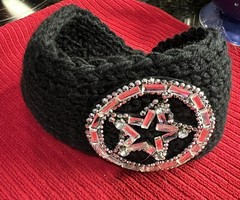 Decorative Fashionable Hair Head band Black Crochet With Silver Star In Circle