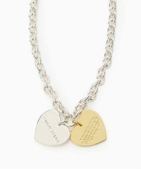 Sandy Liang Double Heart Pendant Necklace Silver Gold 45cm Chain