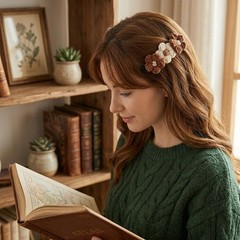 Knitted Flower Decor Hair Claw Clip Women Daily Hairstyling Hair Accessory