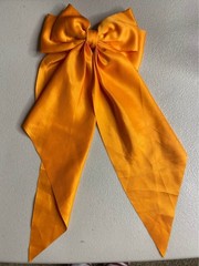 🧡 Large Orange Satin Hair Bow Barrette Clip | 6” Oversized Statement Bow |