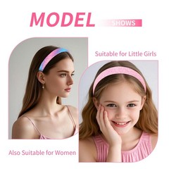 3Pcs Glitter Headbands for Girls, Pink Headband with Non Slip Lining White Ra…