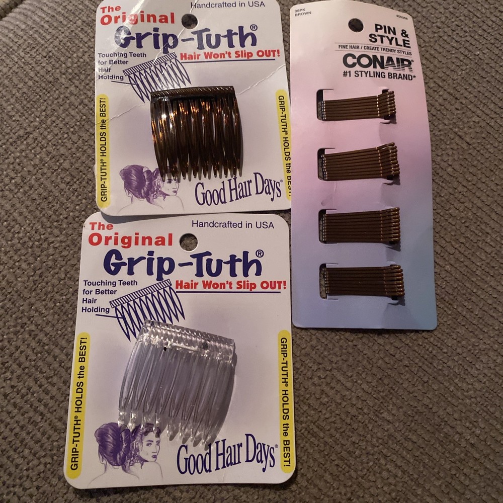 4 Combs Good Hair Days Grip Tuth Hair & Conair Small Bobby Pins Vintage