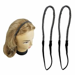 2 pcs Black Hair Headband for Women Girls with Elastic Band