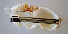 SEA SHELL BEAD SEA GLASS HAIR DUCK BILL CLIP HAND MADE 3.5″ PEARLIZED SHELLS
