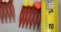 1970s Youth girls French Side Hair Combs small plastic with charms vintage