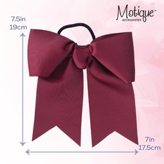Burgundy Jumbo Bow Pony with Tails