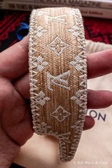 Louis Vuitton Headband LV Monogram Canvas Leather Hair Accessory Beige Tan Gold