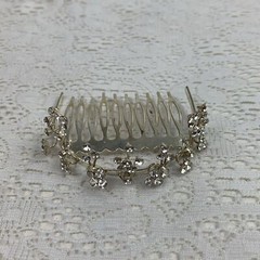 Rhinestone Sparkle Faux diamond formal Hair clip comb Silver Tiara style
