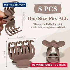 1.6″ Matte Small Double Row Teeth Hair Clips for Women – Strong Hold Jaw Clamps
