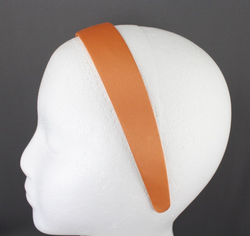 Orange classic style 1 1/8″ wide satin fabric covered head hair band accessory