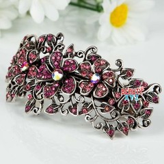 Woman’s new flowers design silver plated metal rhinestone hair clip Barrette