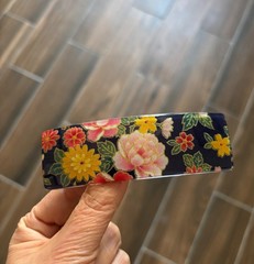 France Luxe Barrette Hair Clip Large Rectangle Floral Navy Blue Pink Yellow