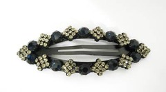 Blue or pink crystal hair pin snap clip barrette for fine thin hair