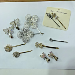 Lot of 12 VINTAGE 1970s & Early 80s Hair Barrette crafted w Rhinestones NICE!