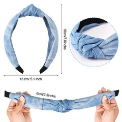 3 Pieces Jean Denim Headband Knot Headband For Women Hair Band Elastic Knotted B