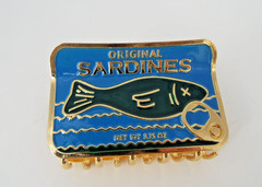 Piper K Original Sardines Hair Claw Clip Blue Gold Green Enamel