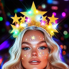 Light up Star Headband Gold Glowing Costume Headpiece Rave Hair for (A-Gold, …