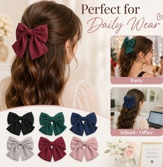 6 Pack Large Bow Hair Clips Ribbon Bowknot Barrettes Set for Women Girls St – V2