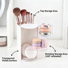 WeiLingBo 3-Layer Hair Accessories Organizer with Brush White