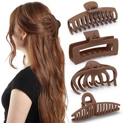 FLAREANN Extra Large 5 Inch Matte Claw Hair 1 Count (Pack of 4), Matte: Brown