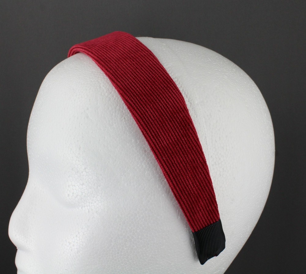 Burgundy corduroy headband 1.25″ wide hair band accessory cord fabric dark red