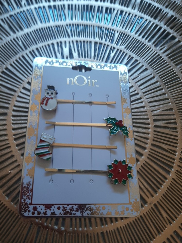 Noir Festive Frosty Gold Straight Bobby Pins Pack 4 New