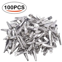 30MM Small Alligator Hair Clips, 100 Pieces Silver Metal Alligator Hair Pins Tee