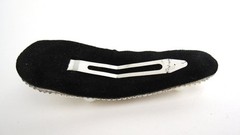 White pearl and crystal hair pin snap clip barrette for fine thin hair