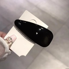 Korean Fashion Retro PU Leather Hair Edge Clip Simple Solid Water Droplet Duckbi
