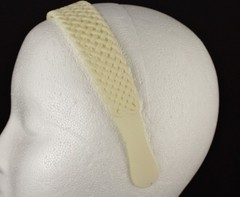 Cream basketweave plastic head band hair accessory grip teeth 1.25″ wide woven