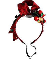 DOLCE & GABBANA Diadem Red Cherry Sicily Embellished Women Hairband RRP 1900usd