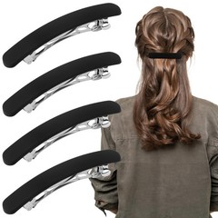 Hair Clip, Black Matte Barrettes for Women 4Pcs, Flat Hair Clips for Thin Fin…