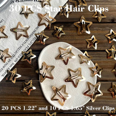 30 PCS Gold Star Hair Clips,20PCS 1.22″Star hair Clip and 10 PCS 1.65″Hair Clip