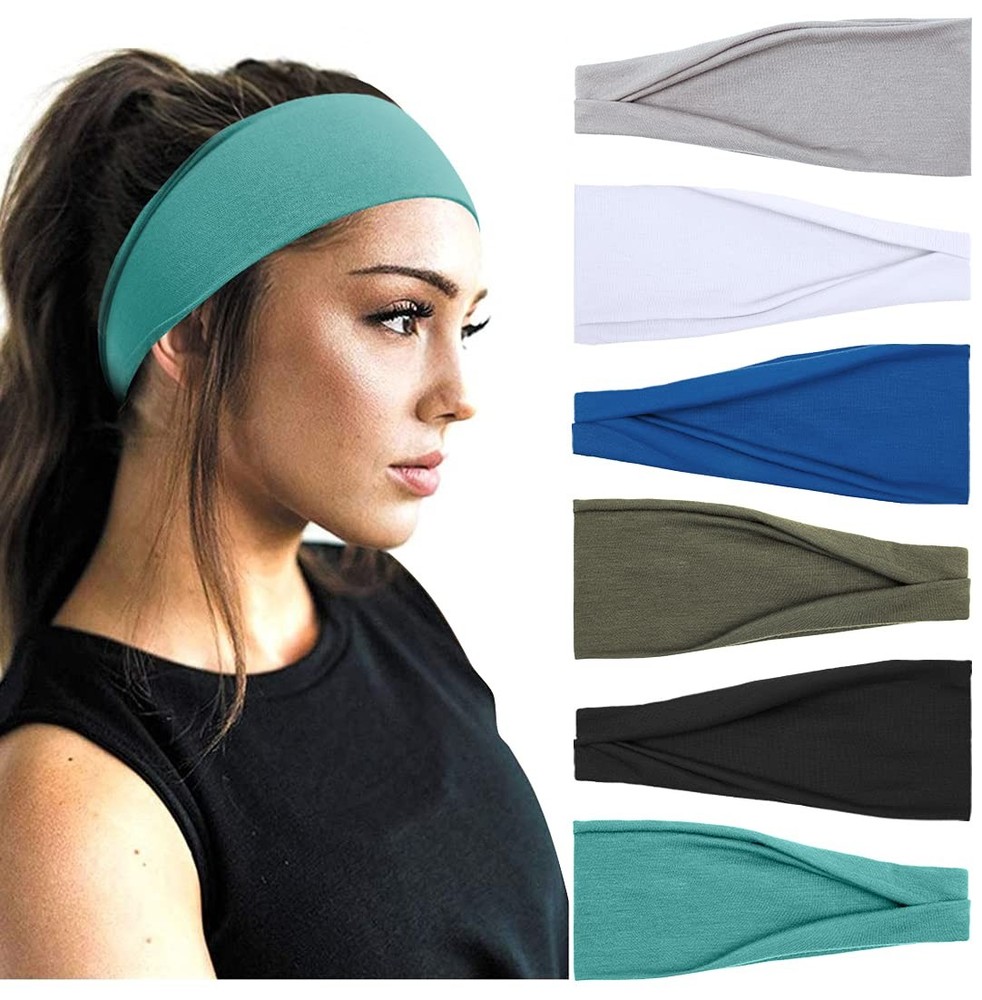 6 PCS Women Workout Headband Athletic Non Slip Yoga Running Sports Hair Band