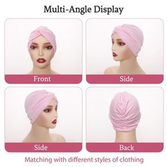 4 Pcs Stretchy Turban Head Wraps for Women Pre Tied Knot Turban Hats Sleep Ha…