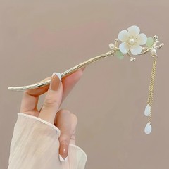 1/6pcs Elegant Chinese Style Tassel Hair Stick Traditional Floral Design Hairsty
