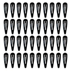 40 Pack Black 2 Inch Barrettes Women Metal Snap Hair Clips Accessories