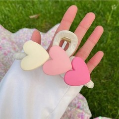 Heart Hair Claw Clip Multicolor Plastic Fabric Metal Bow Accent Solid Pattern 1p