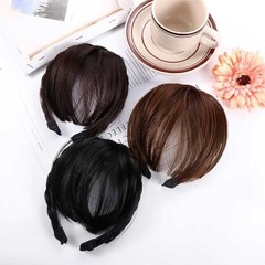 Brown and Black Fake Bangs Hairband, Women Girls Fringe Bangs with Double Row